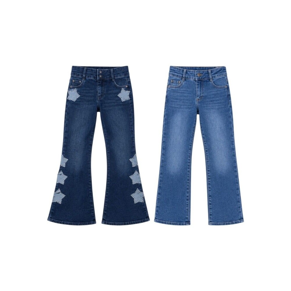 Tractr Kids Blue Jeans Bundle Lot Star Applique Colorblock Denim Girls Size 8